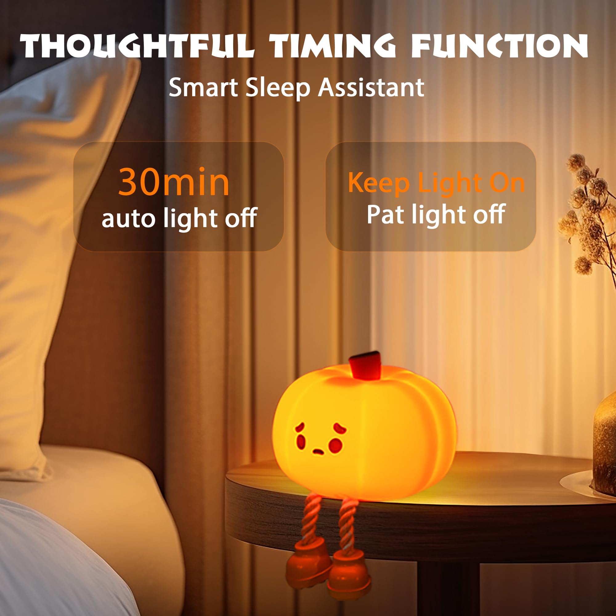 Amazon.com : Dylviw Pumpkin Night Light, Cute LED Lamp, Silicone